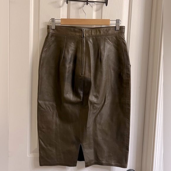 Vintage Lanna Leather Brown Pencil Skirt 10 - Picture 3 of 13